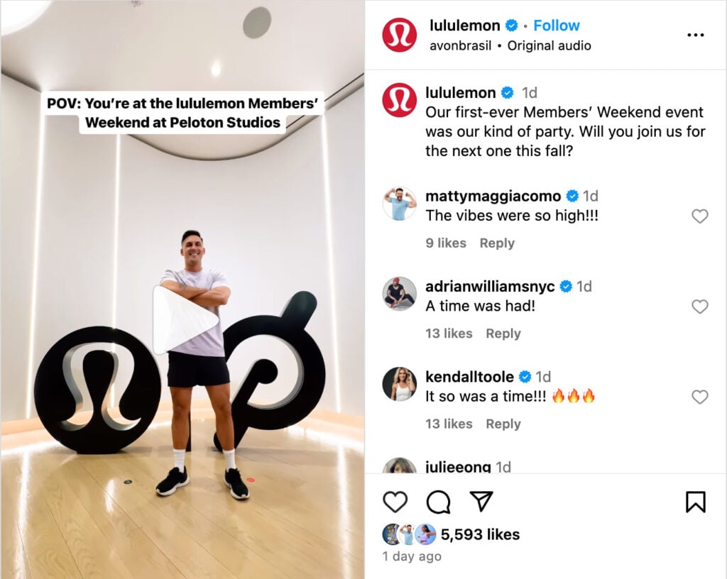 lululemon's recap video of June 7-8 Members' Weekend at PSNY